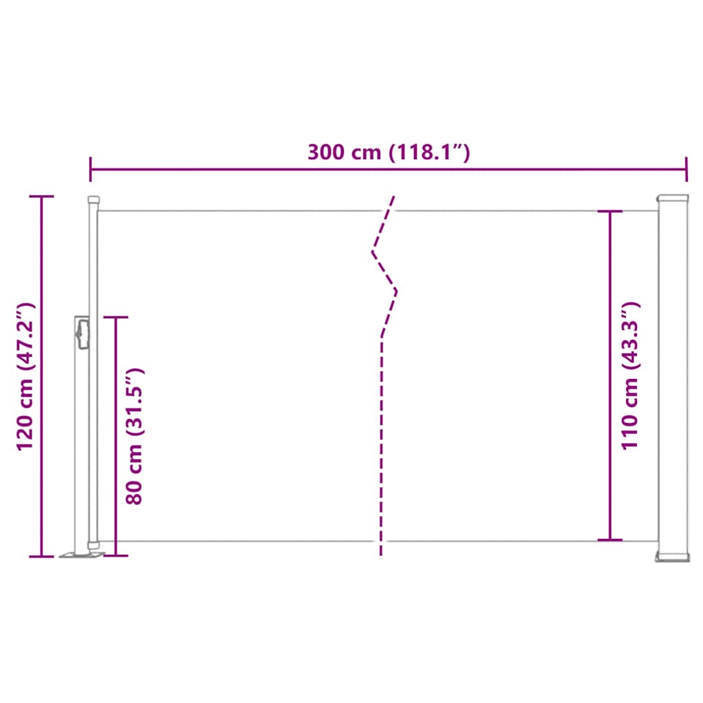 Retractable Side Awning 120 x 300 cm Brown