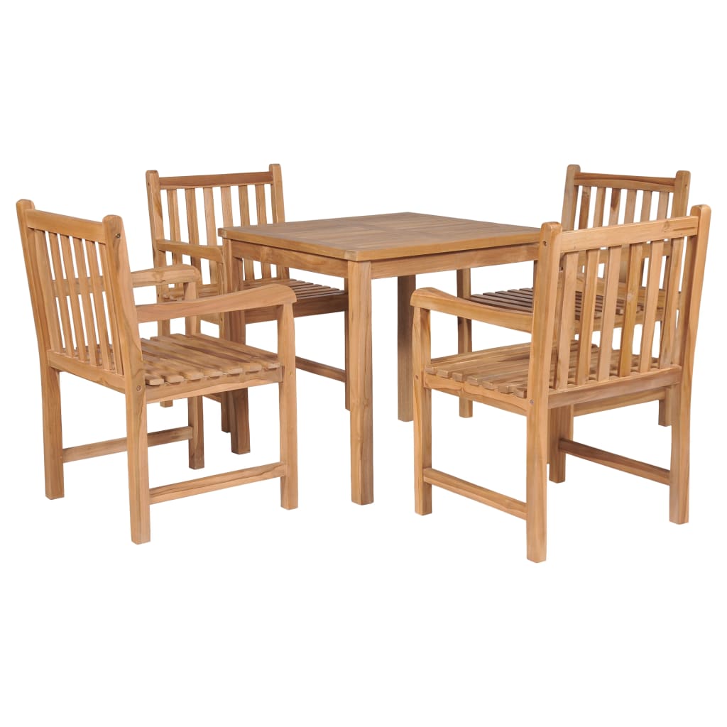 5 Piece Outdoor Dining Set Solid Teak Wood