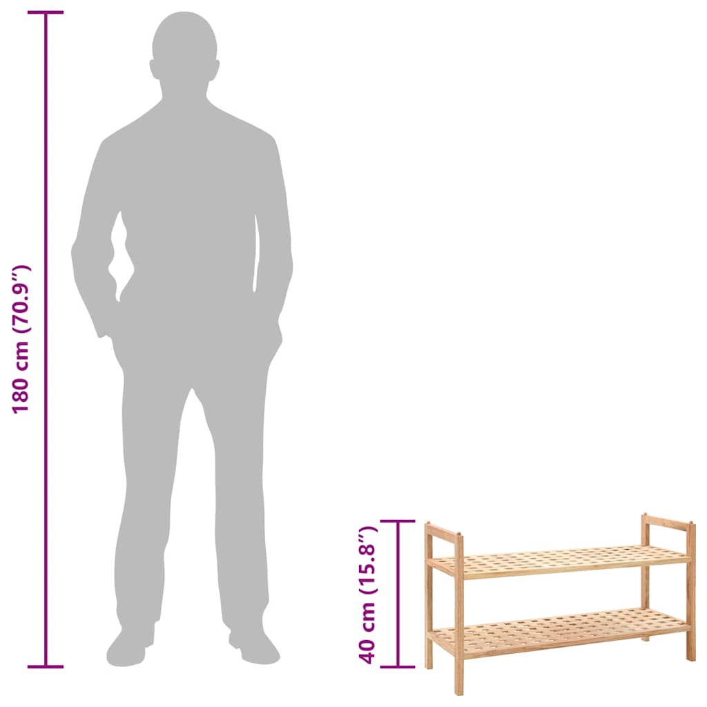 Shoe Rack Solid Walnut Wood 69x26x40 cm