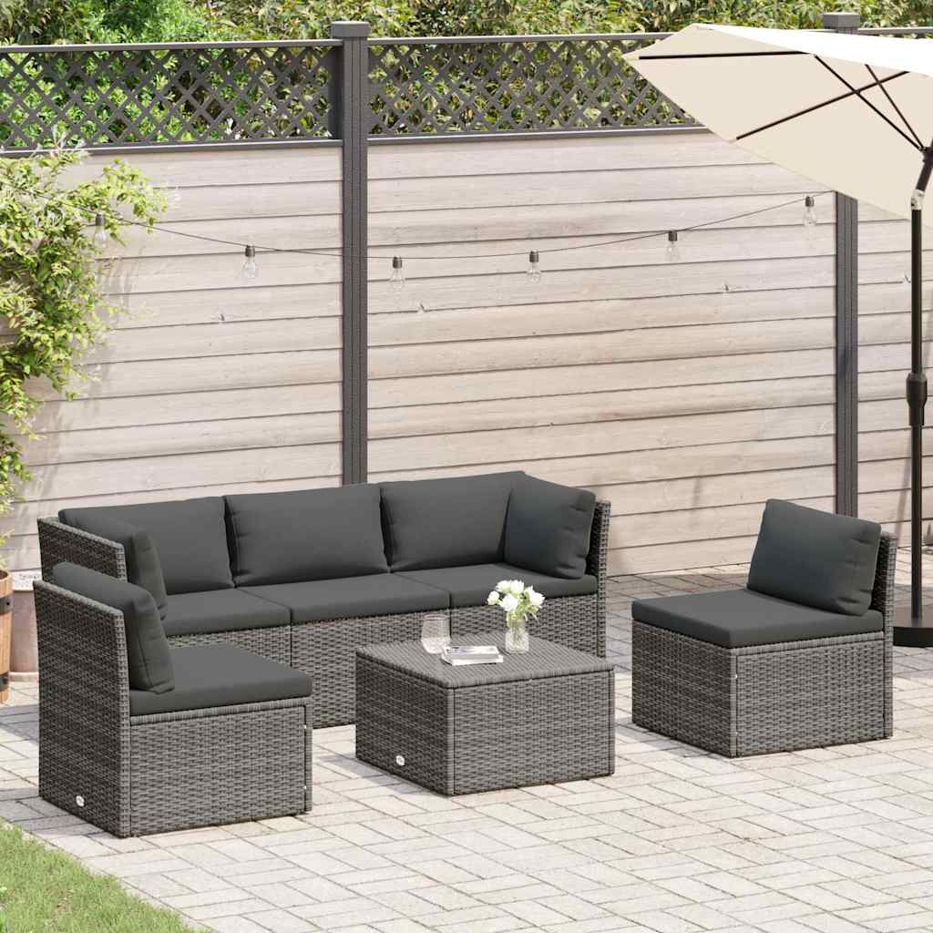 4 Piece Garden Lounge Set with Cushions Poly Rattan Grey