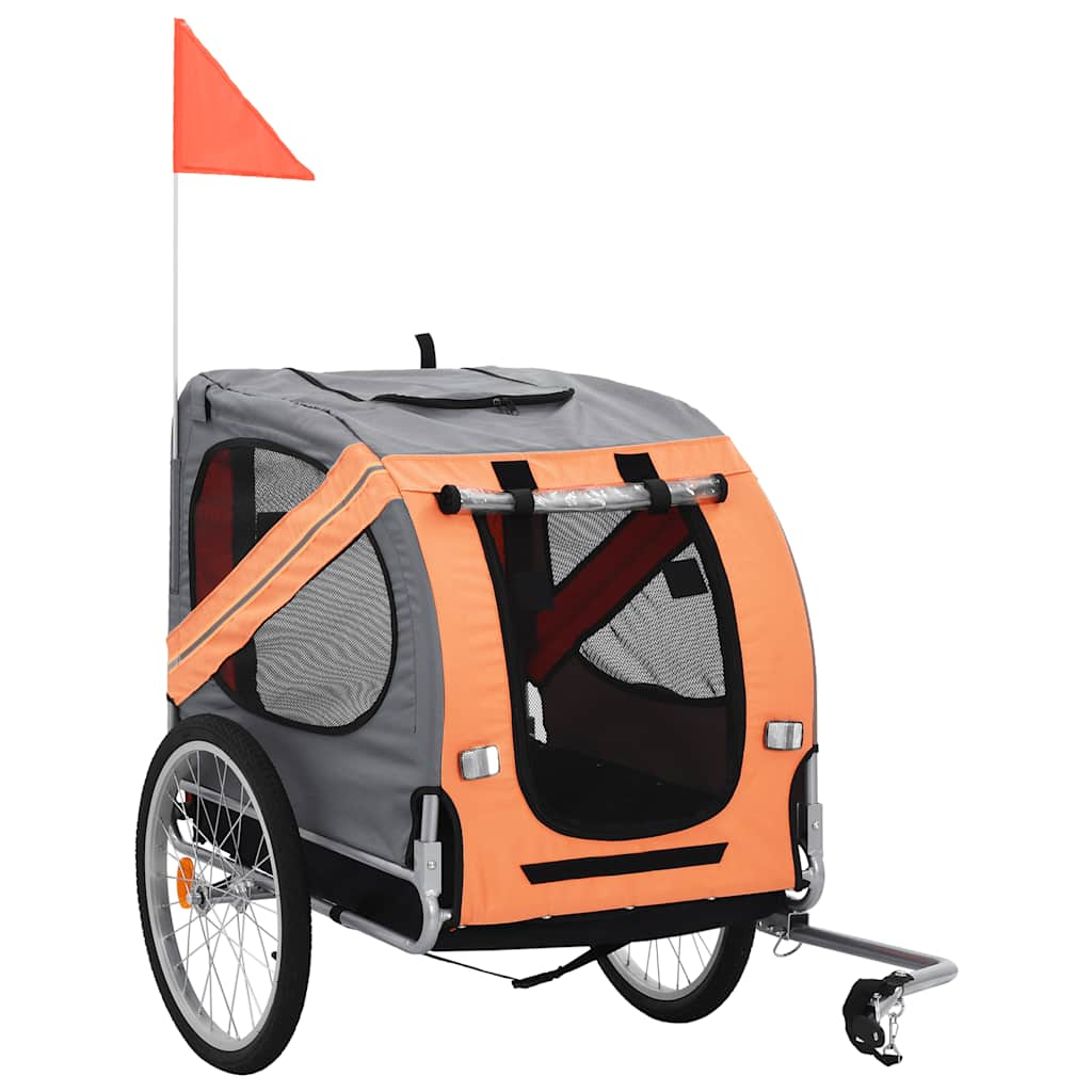 Pet Bike Trailer Orange and Grey