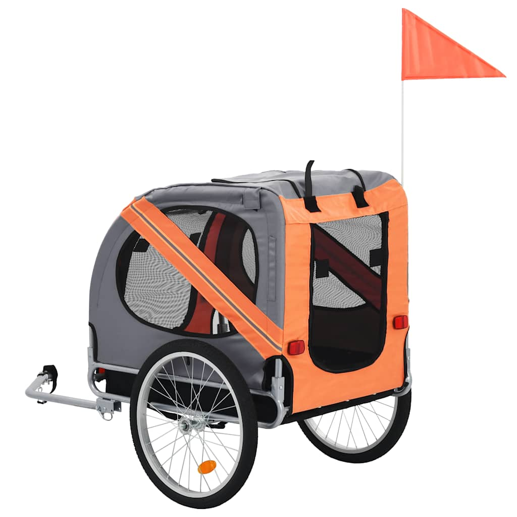 Pet Bike Trailer Orange and Grey