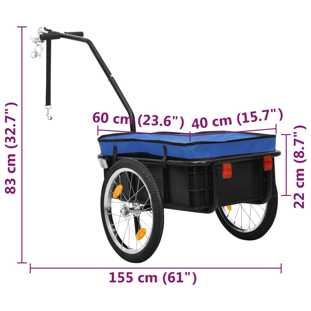 Bike Trailer/Hand Wagon 155x60x83 cm Steel Blue