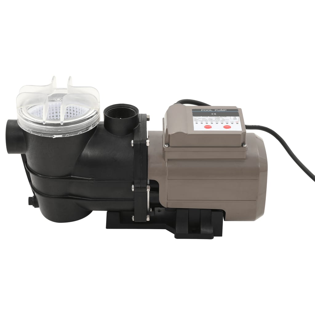 Pool Pump with Timer Black 0.25 HP 8000 L/h