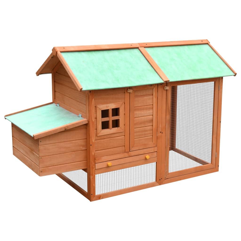 Chicken Cage Solid Pine &amp; Fir Wood 170x81x110 cm