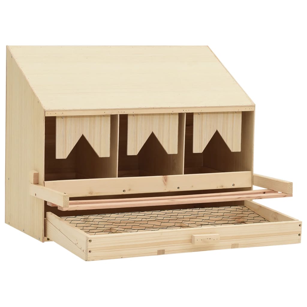 Chicken Laying Nest 3 Compartments 72x33x54 cm Solid Pine Wood