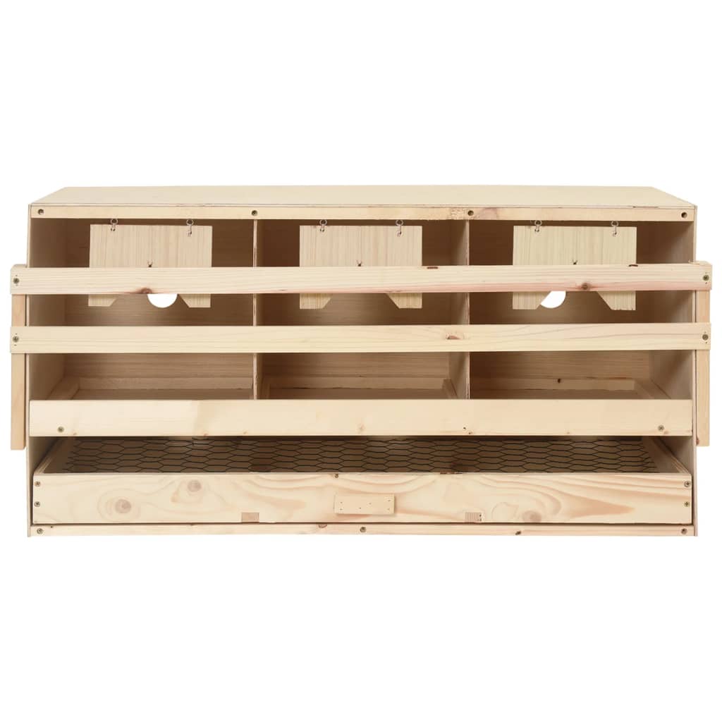 Chicken Laying Nest 3 Compartments 72x33x38 cm Solid Pine Wood