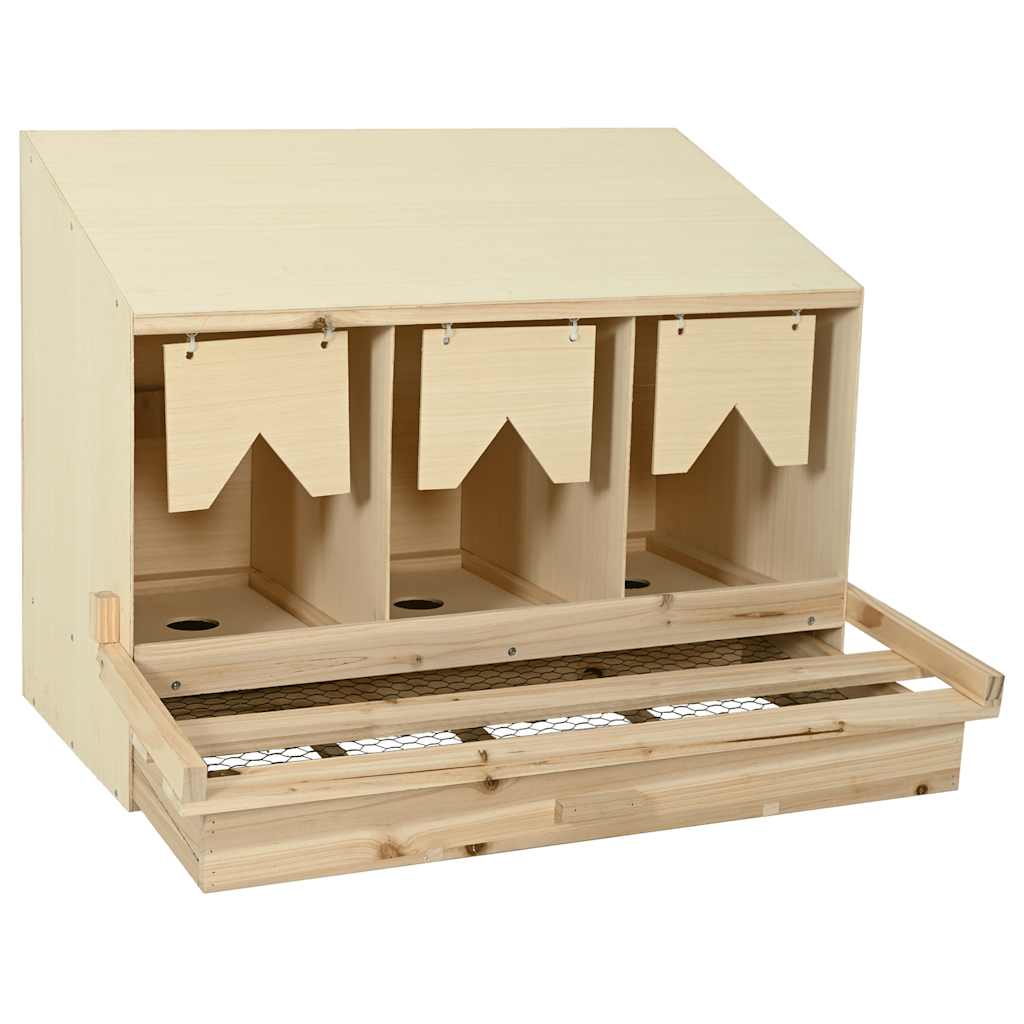 Chicken Laying Nest 3 Compartments 93x40x65 cm Solid Pine Wood