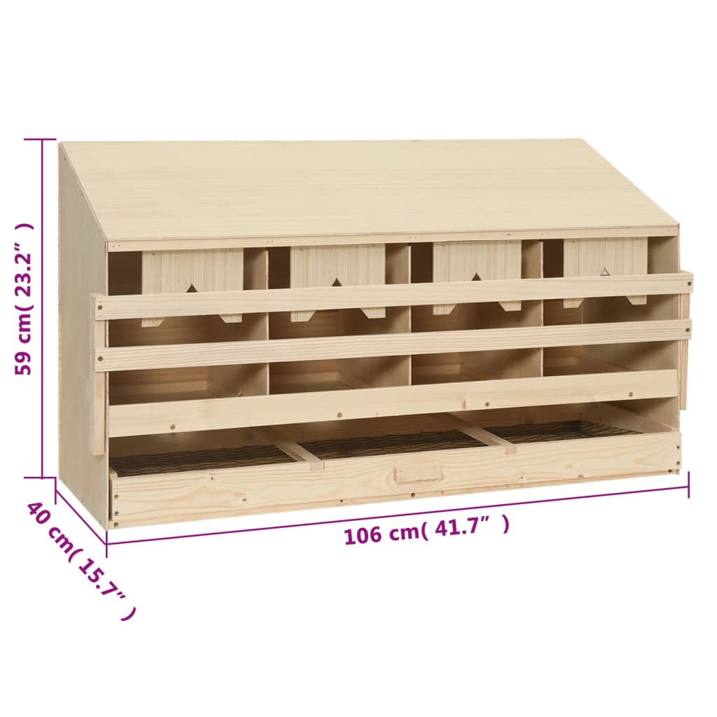 Chicken Laying Nest 4 Compartments 106x40x59 cm Solid Pine Wood