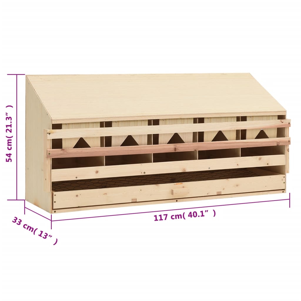 Chicken Laying Nest 5 Compartments 117x33x54 cm Solid Pine Wood