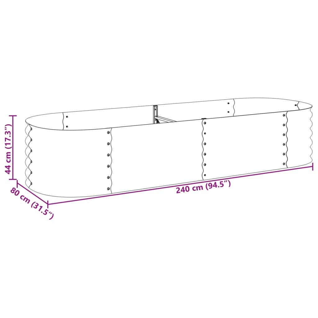 Garden Raised Bed 240x80x44 cm Galvanised Steel Silver