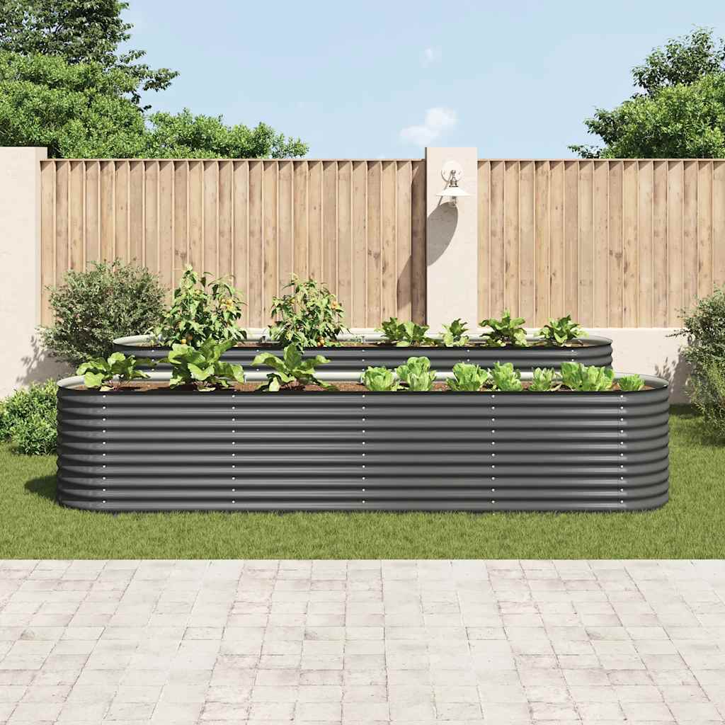 Garden Raised Bed 400x80x81 cm Galvanised Steel Grey
