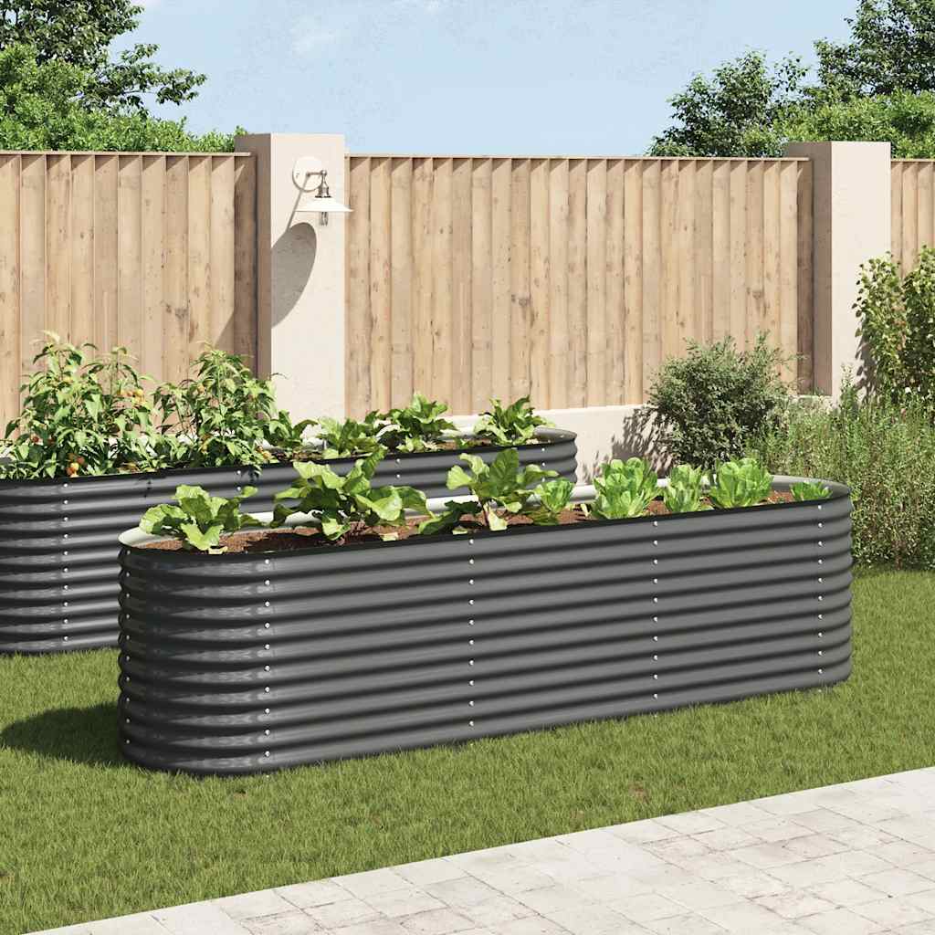 Garden Raised Bed 320x80x81 cm Galvanised Steel Grey