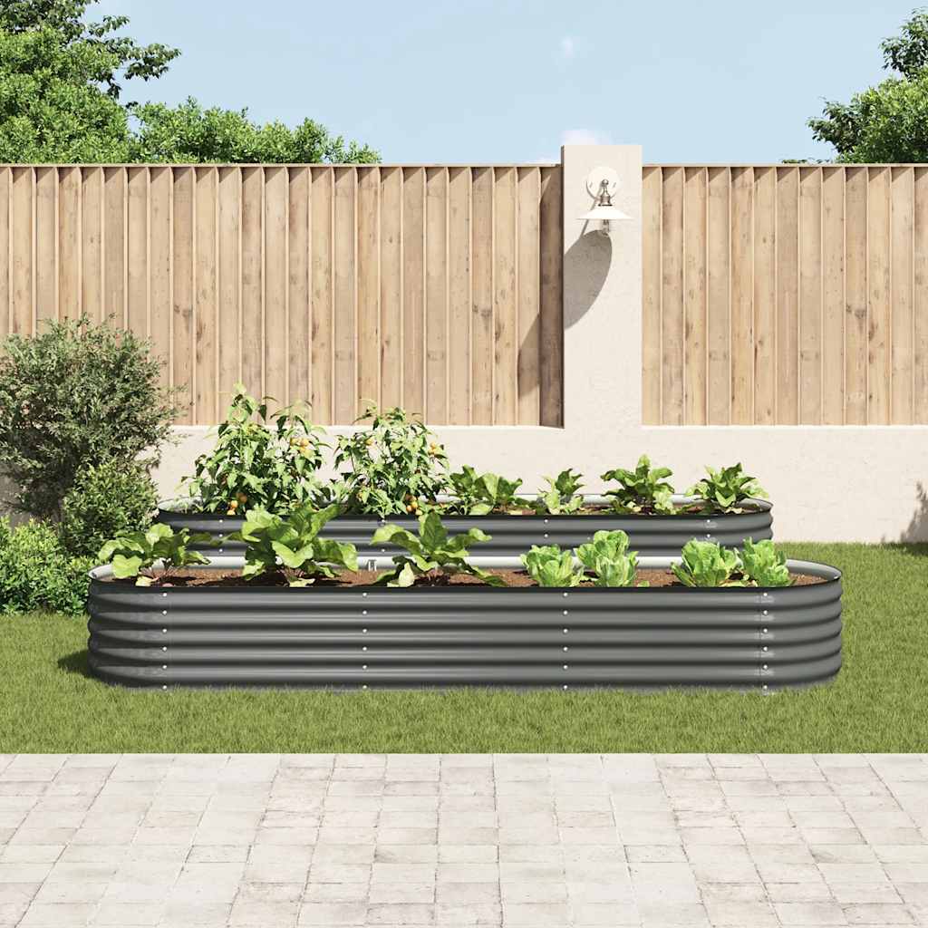 Garden Raised Bed 320x80x44 cm Galvanised Steel Grey