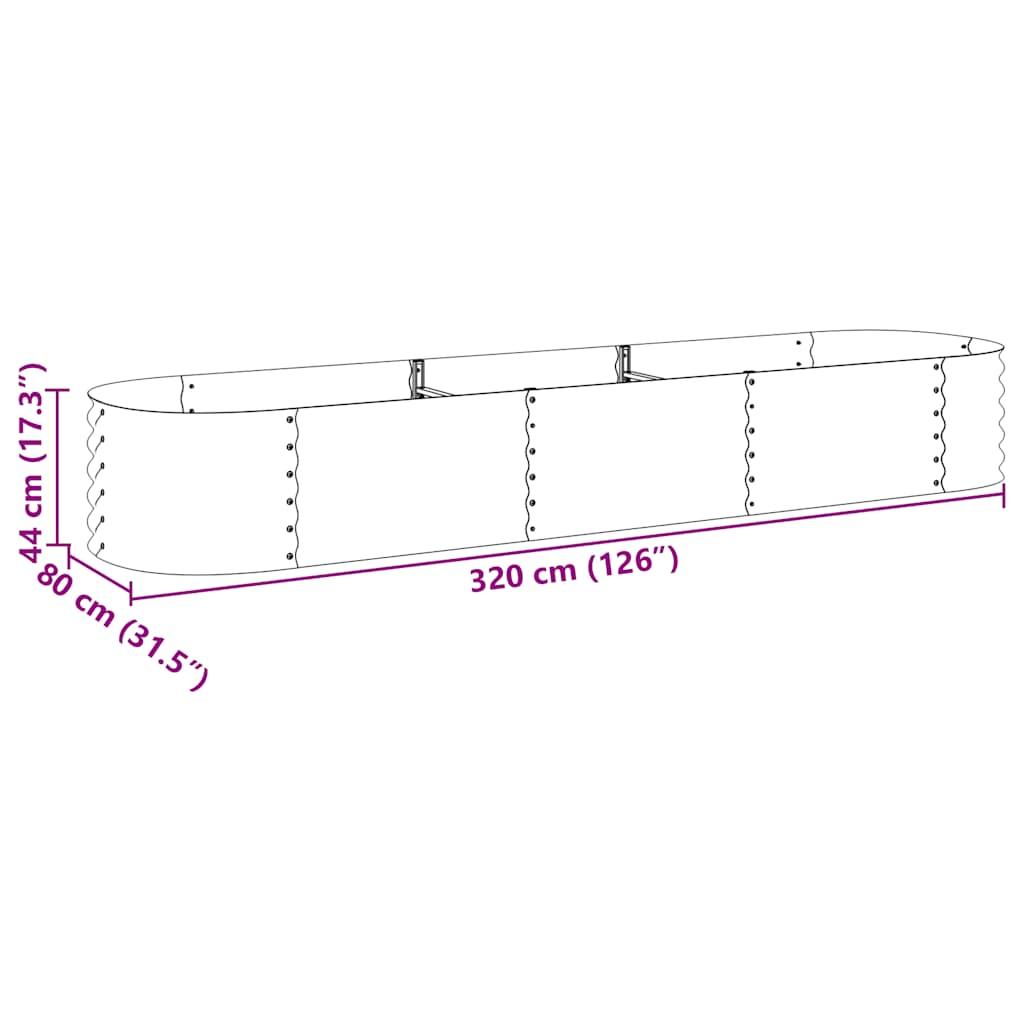 Garden Raised Bed 320x80x44 cm Galvanised Steel Grey