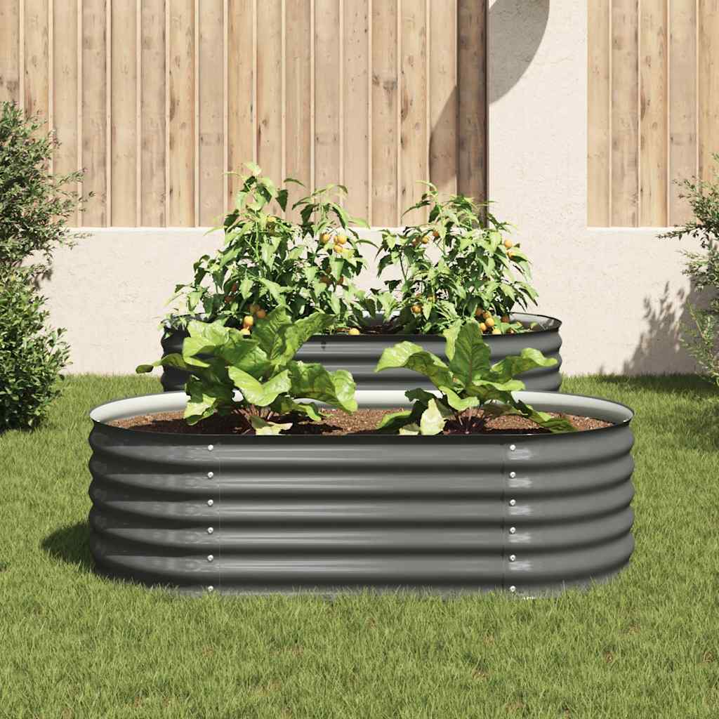 Garden Raised Bed 160x80x44 cm Galvanised Steel Grey