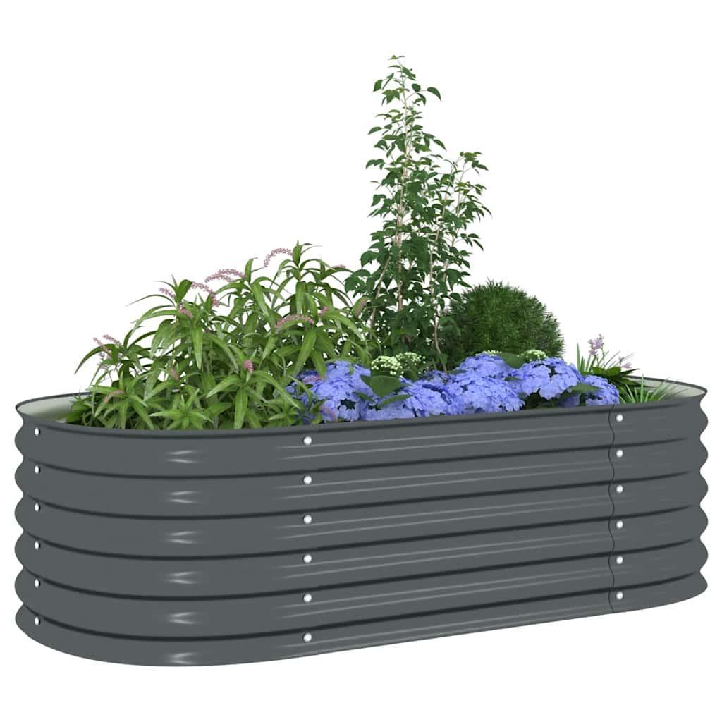 Garden Raised Bed 160x80x44 cm Galvanised Steel Grey