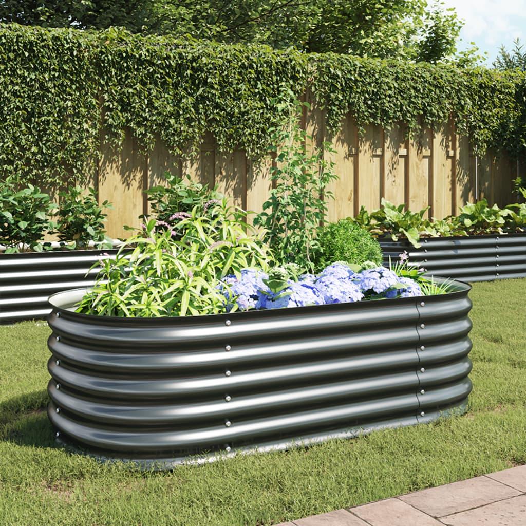 Garden Raised Bed 160x80x44 cm Galvanised Steel Grey