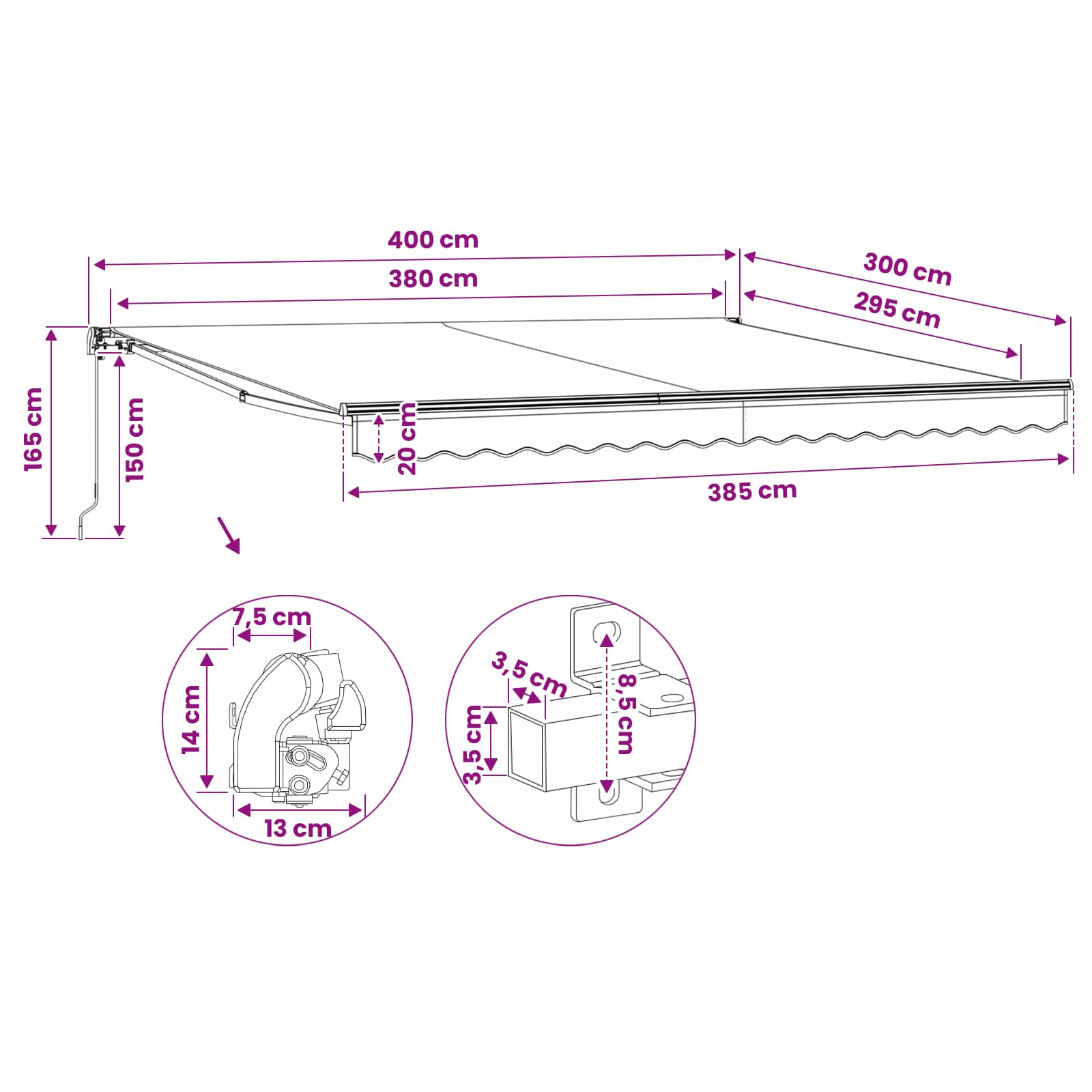 Folding Awning Manual Operated 400 cm Blue/White