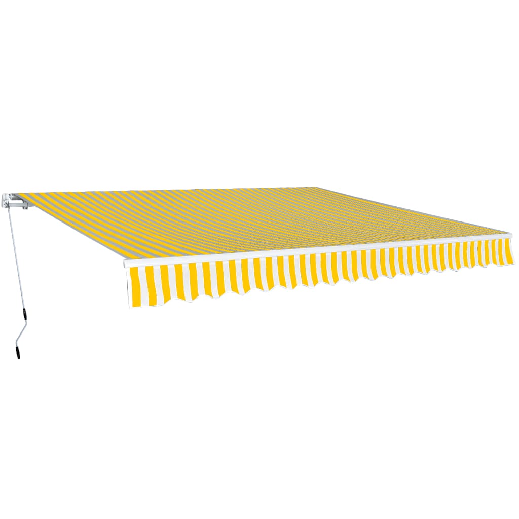 Awnings Yellow and White 400 cm 100% Polyester and Aluminium