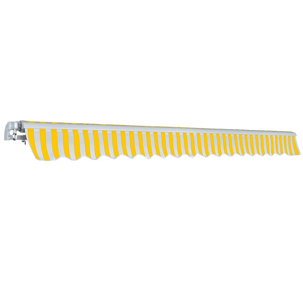 Awnings Yellow and White 400 cm 100% Polyester and Aluminium