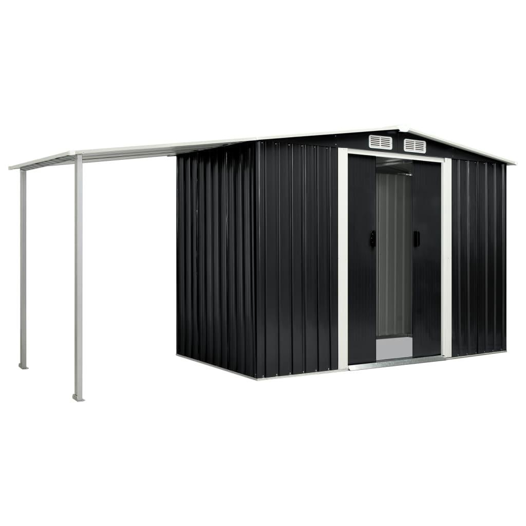 Garden Shed with Sliding Doors Anthracite 386x131x178 cm Steel