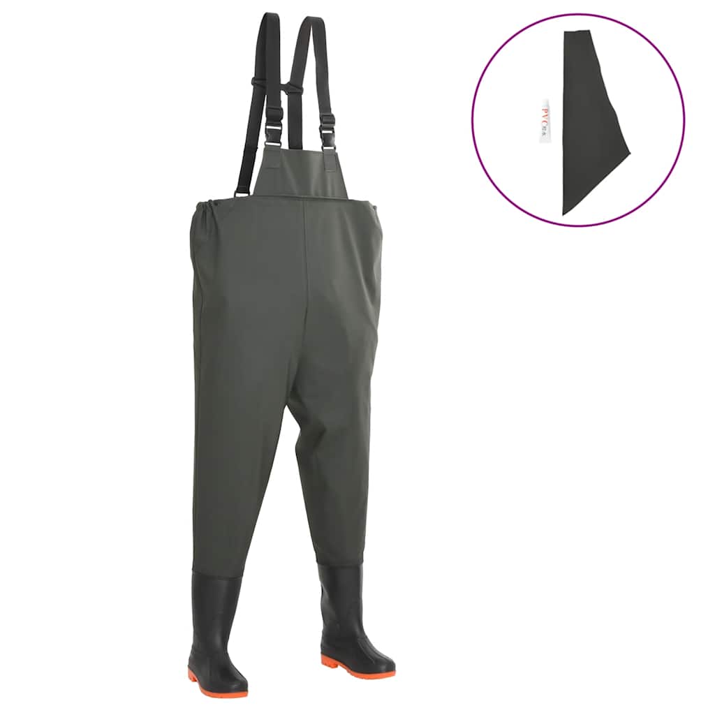 Wading Pants with Boots Green Size 40