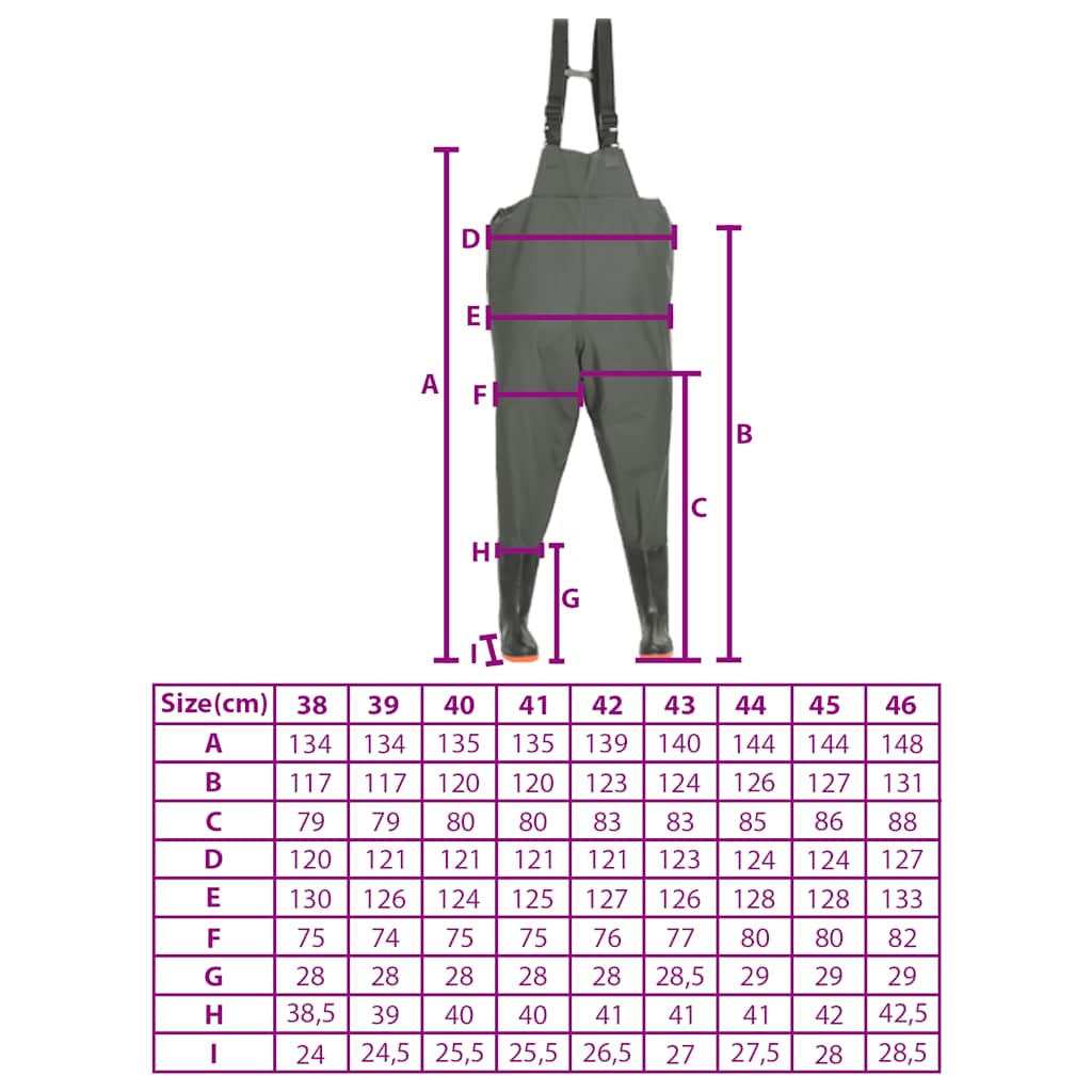 Wading Pants with Boots Green Size 41