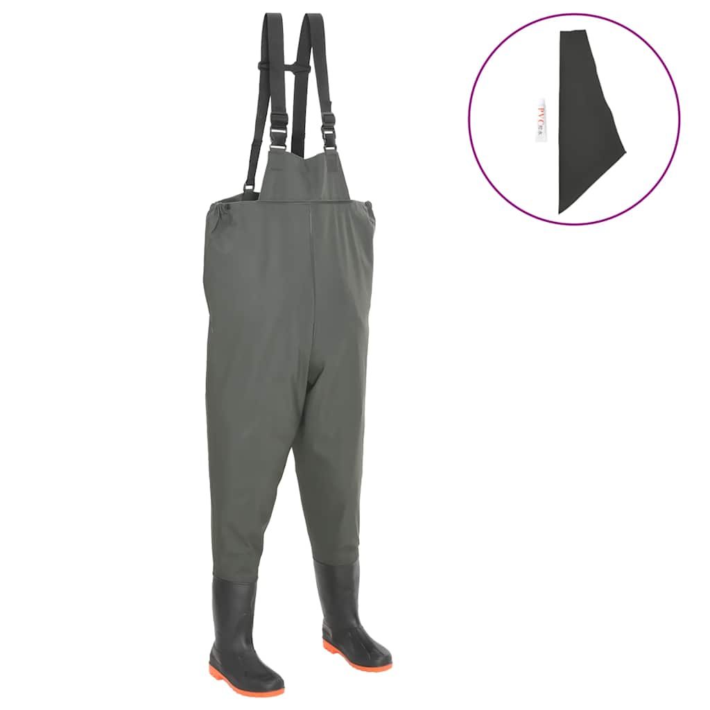 Wading Pants with Boots Green Size 43
