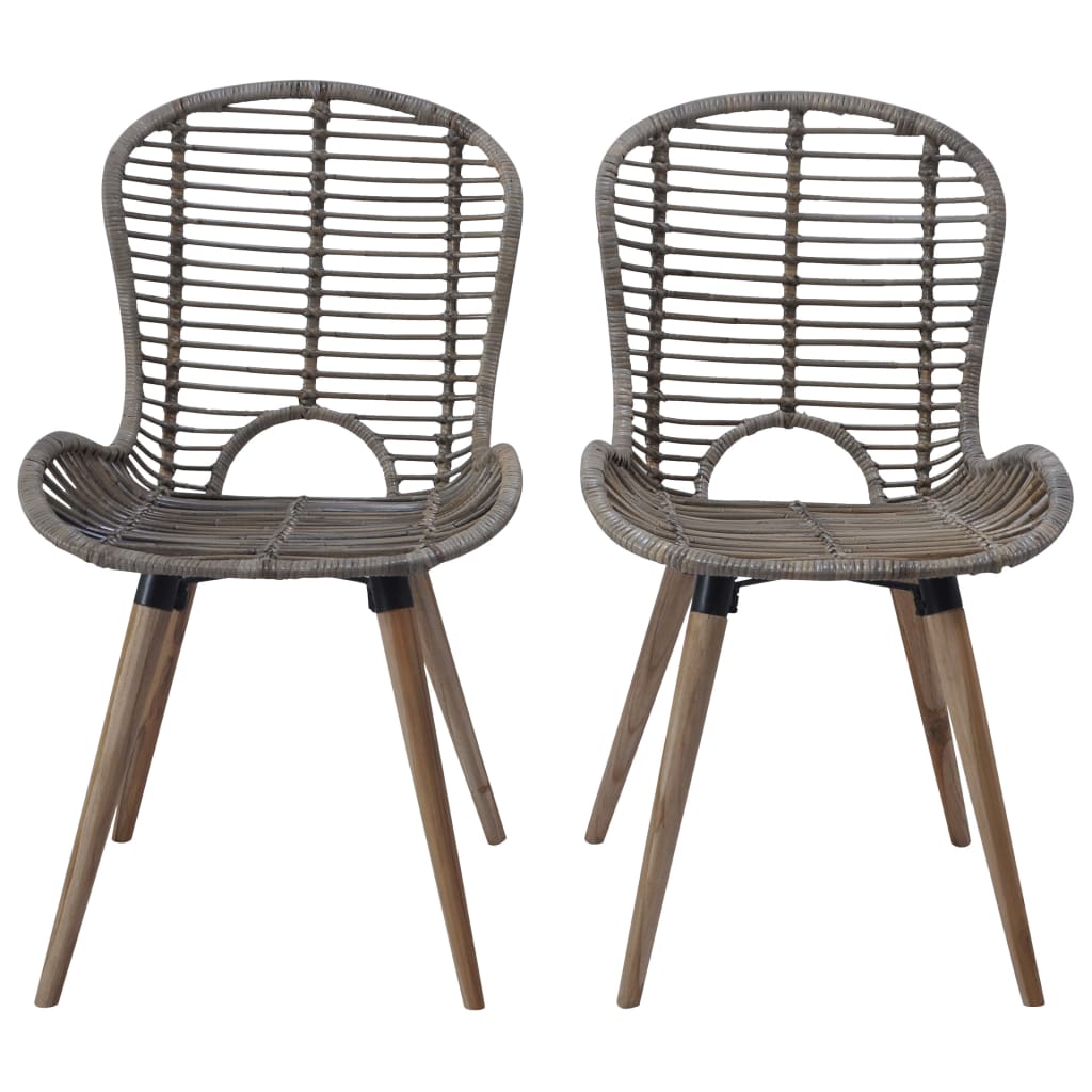 Dining Chairs 6 pcs Brown Natural Rattan