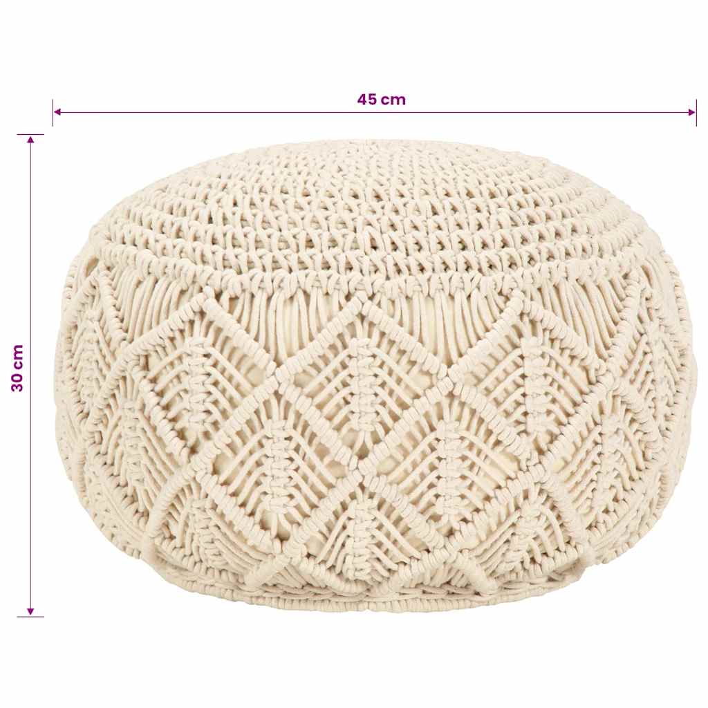 Macrame Handmade Pouffe 45x30 cm Cotton