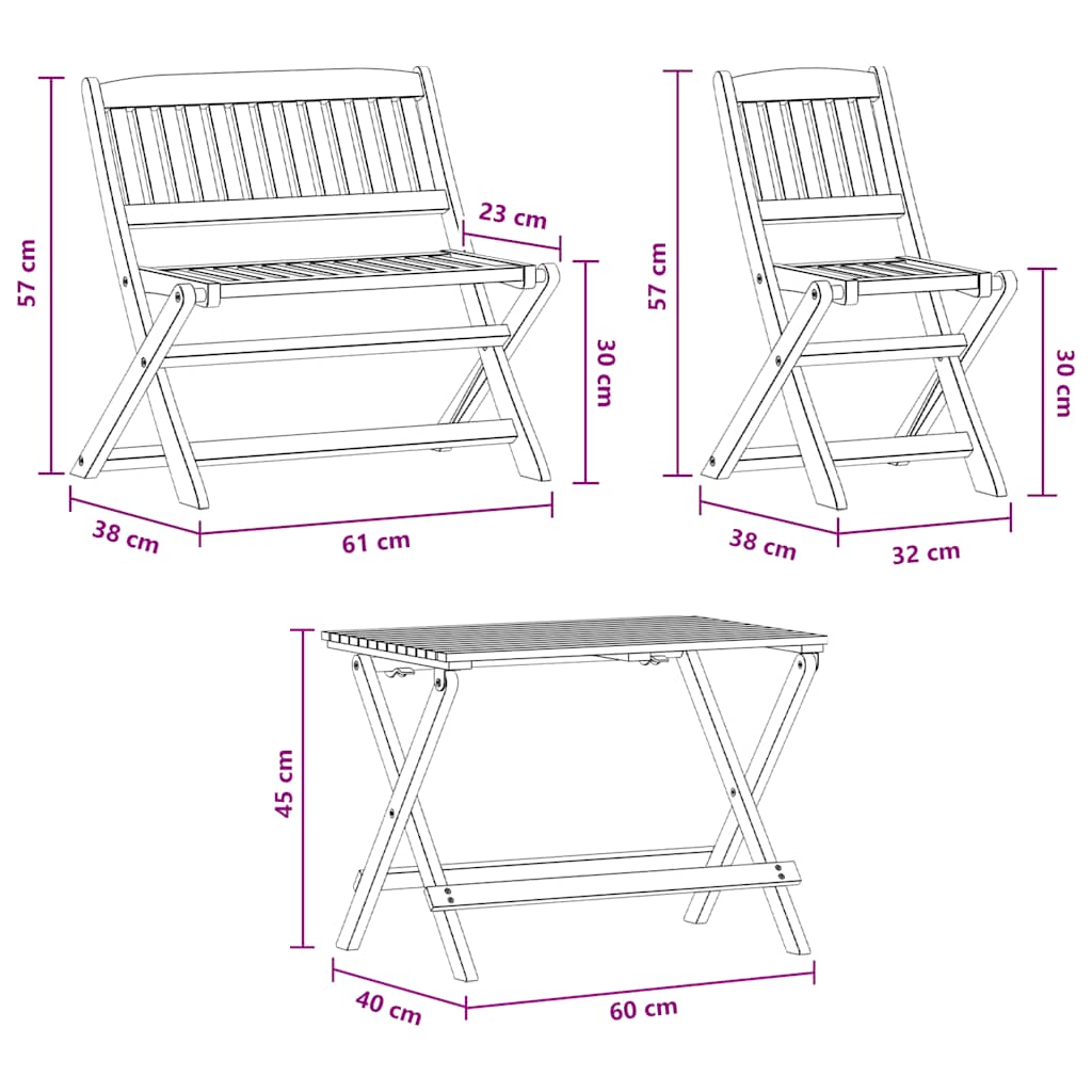 4 Piece Outdoor Dining Set for Children Solid Eucalyptus Wood