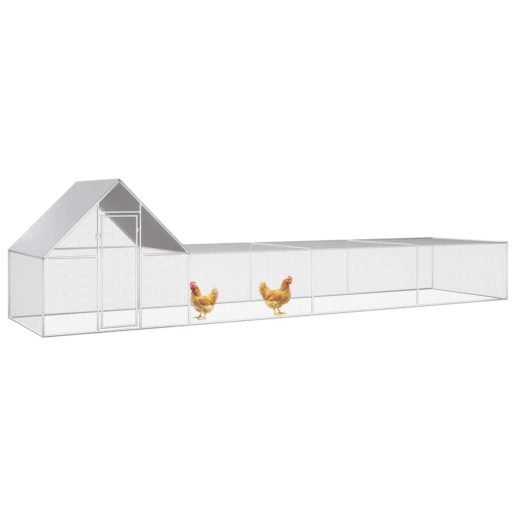 Chicken Coop 8x2x2 m Galvanised Steel
