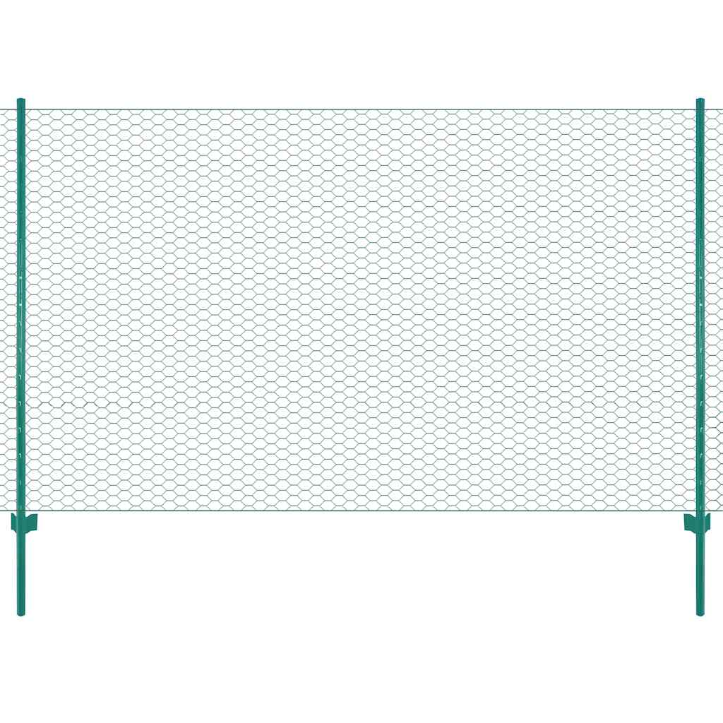 Wire Mesh Fence with Posts Steel 25x1.5 m Green