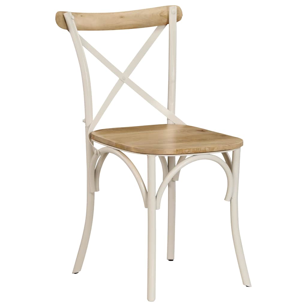 Cross Chairs 2 pcs White Solid Mango Wood