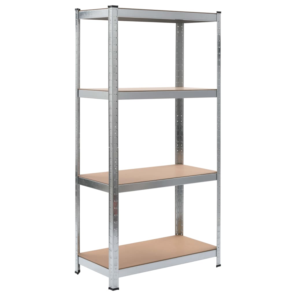 4-Layer Storage Shelf Silver Steel&amp;Engineered Wood