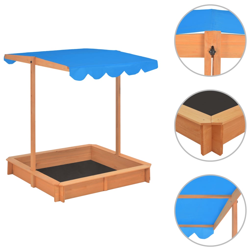 Sandbox with Adjustable Roof Fir Wood Blue UV50