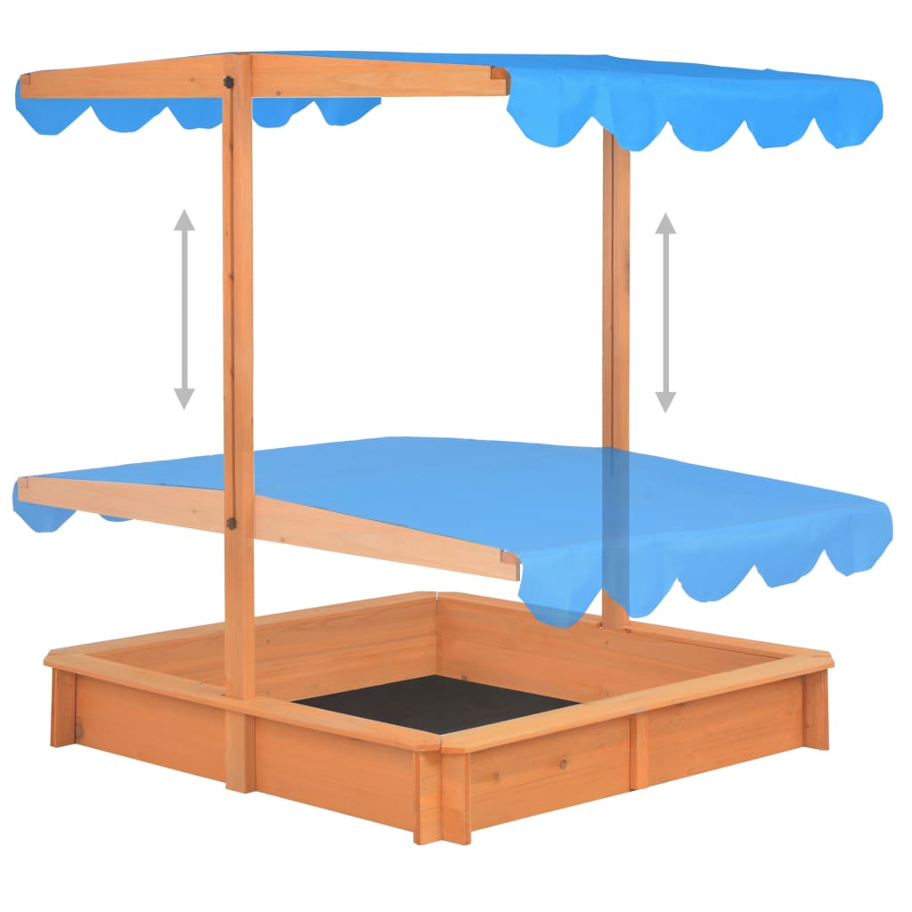 Sandbox with Adjustable Roof Fir Wood Blue UV50