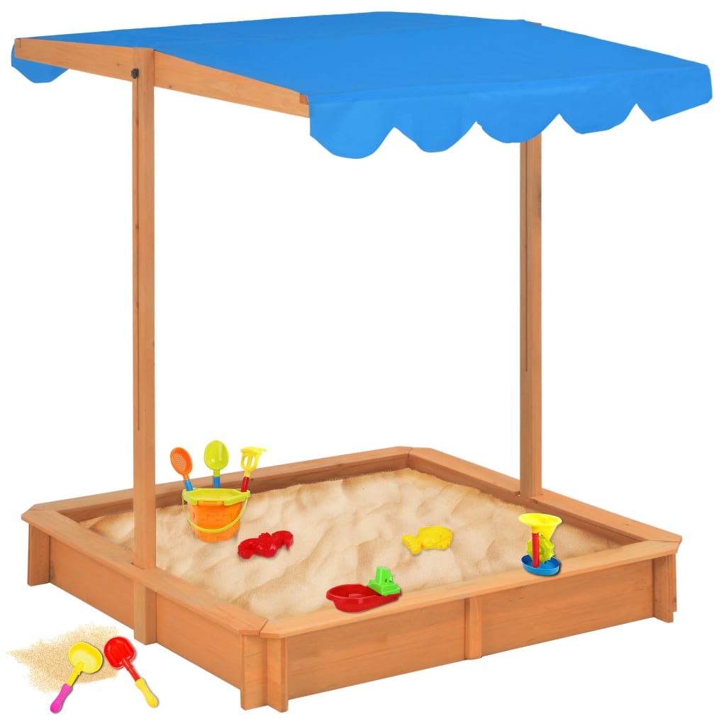 Sandbox with Adjustable Roof Fir Wood Blue UV50