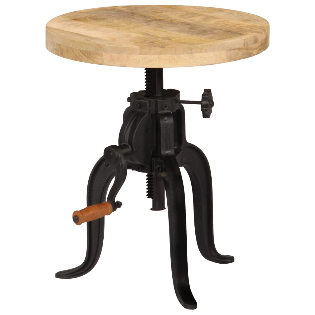 Side Table 45x(45-62) cm Solid Mango Wood and Cast Iron