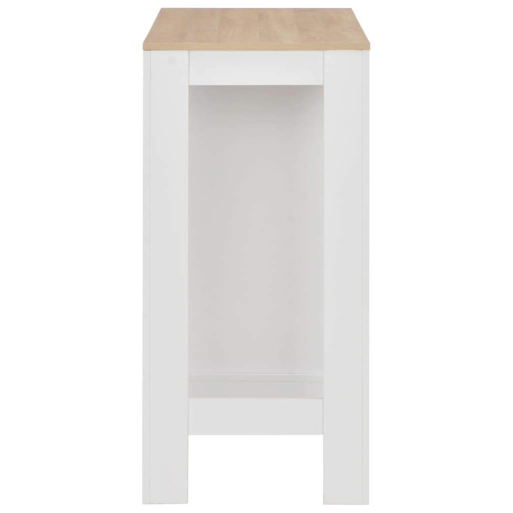 Bar Table with Shelf White 110x50x103 cm