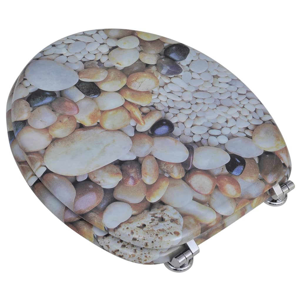 Toilet Seats with Lids 2 pcs MDF Pebbles