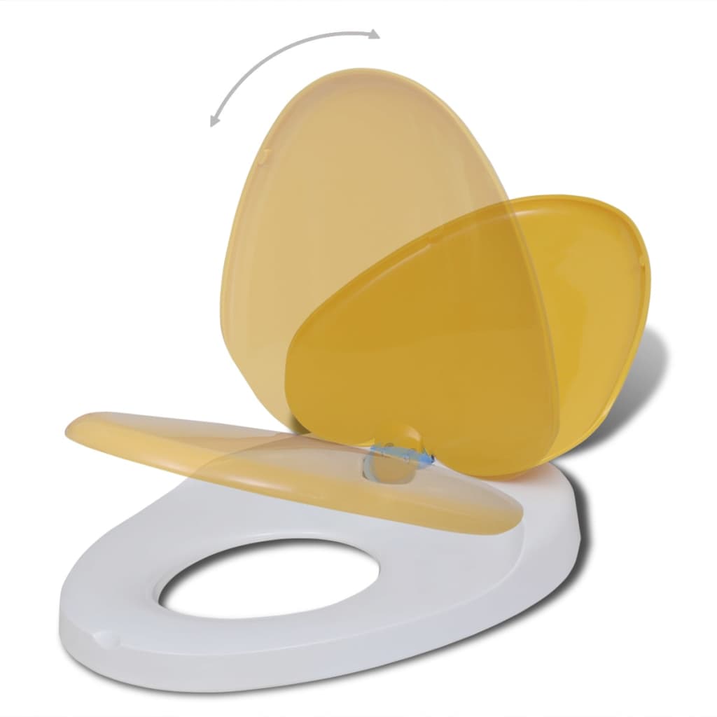 Toilet Seats with Soft Close Lids 2 pcs Plastic White and Yellow