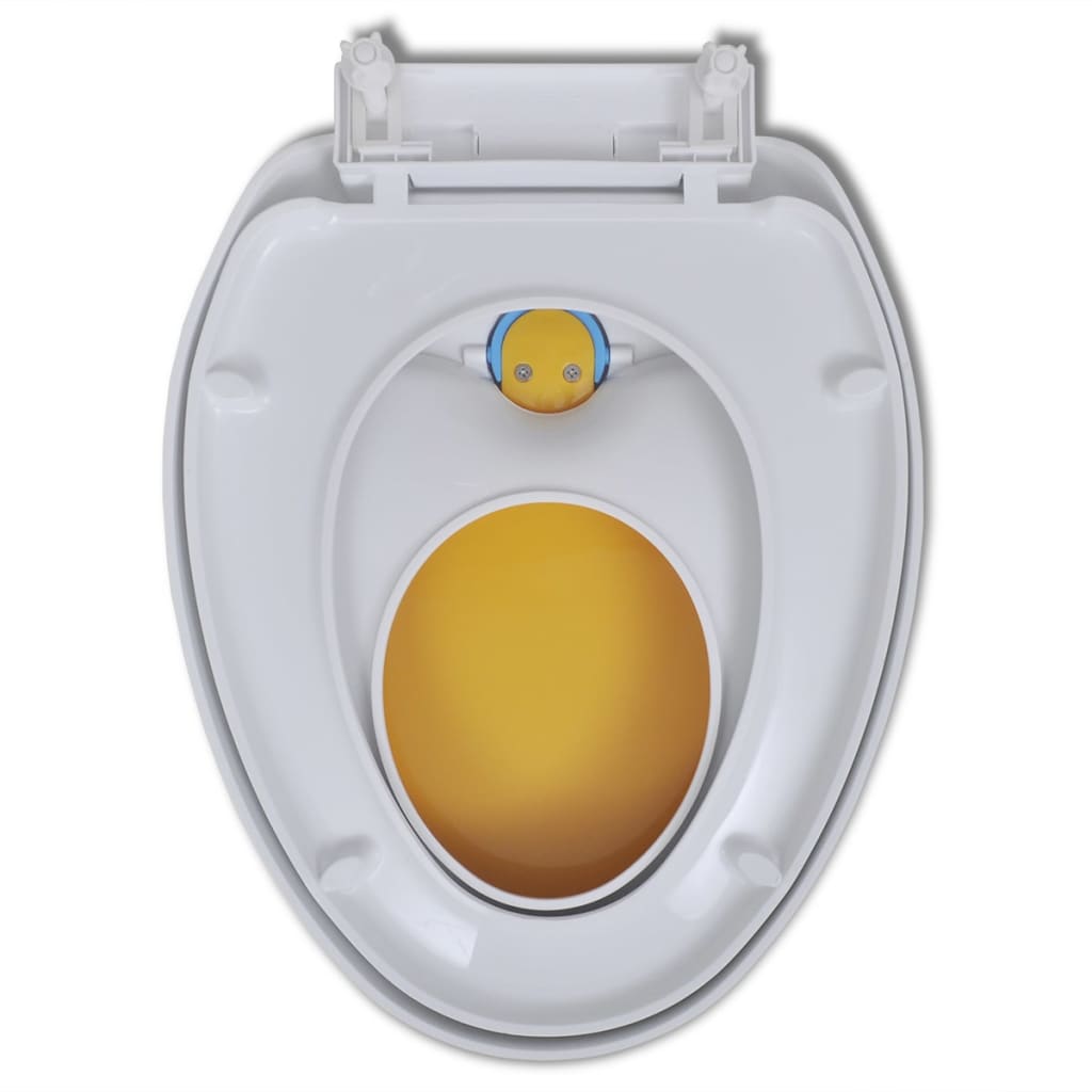 Toilet Seats with Soft Close Lids 2 pcs Plastic White and Yellow