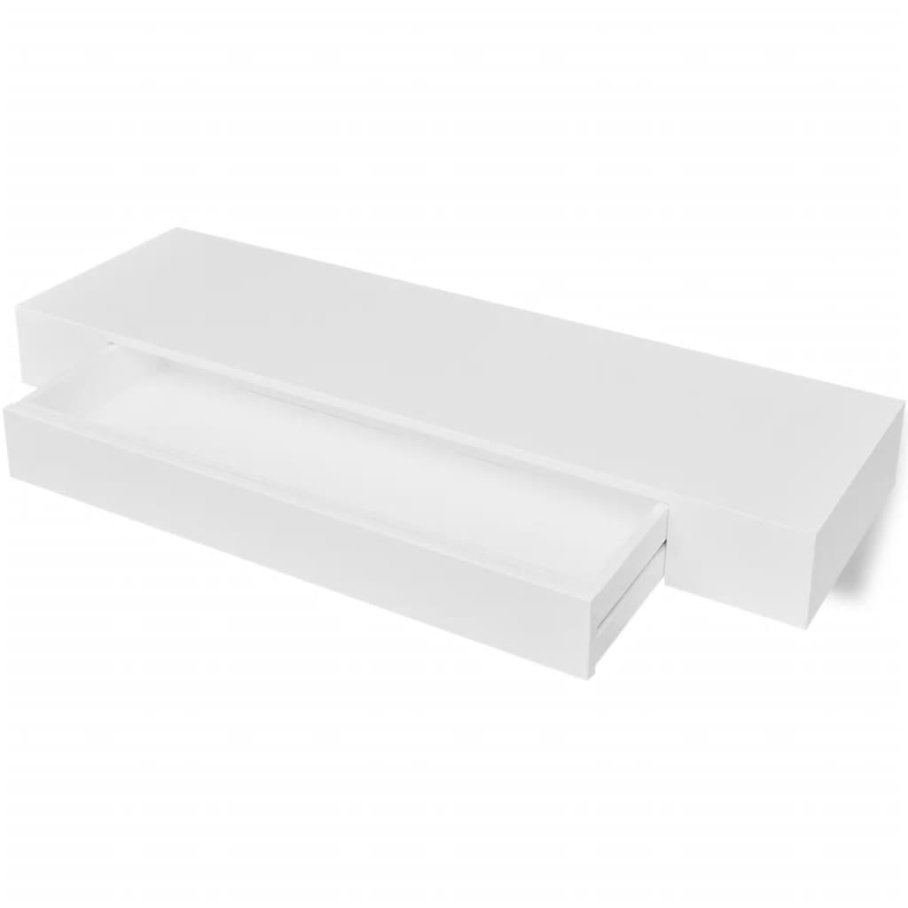 Floating Wall Shelves with Drawers 2 pcs White 80 cm