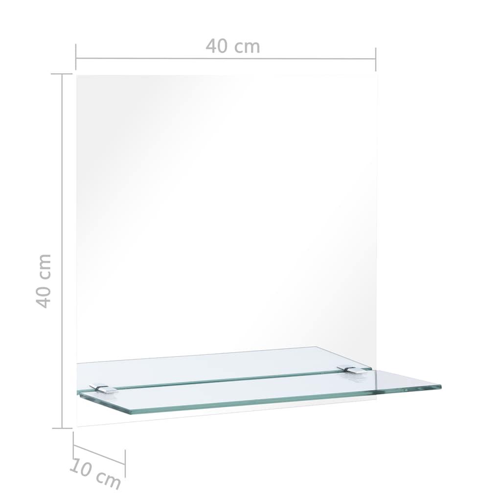 Wall Mirror with Shelf 40x40 cm Tempered Glass