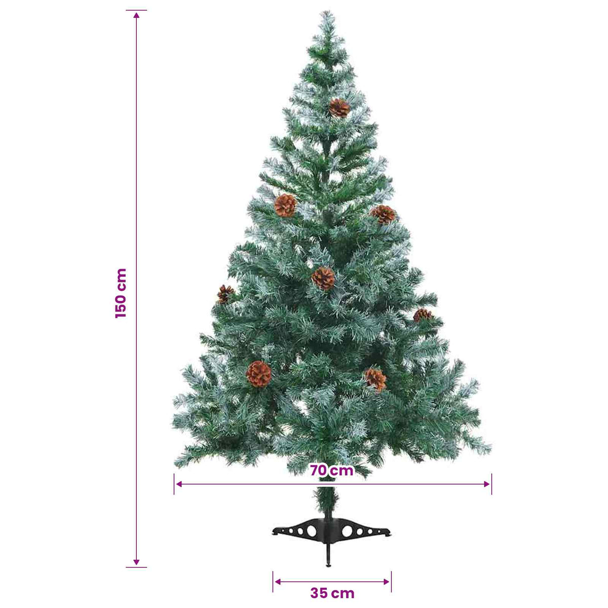 Frosted Christmas Tree with Pinecones 150 cm
