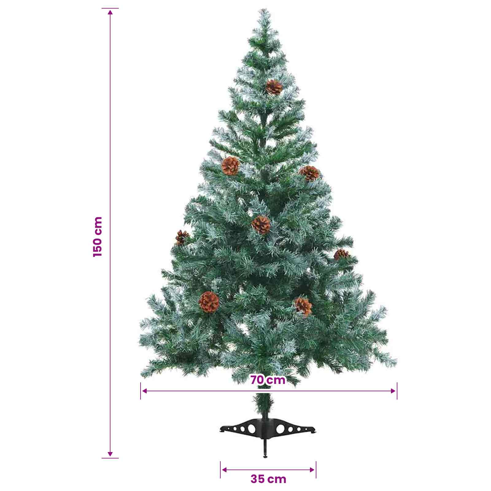Frosted Christmas Tree with Pinecones 150 cm