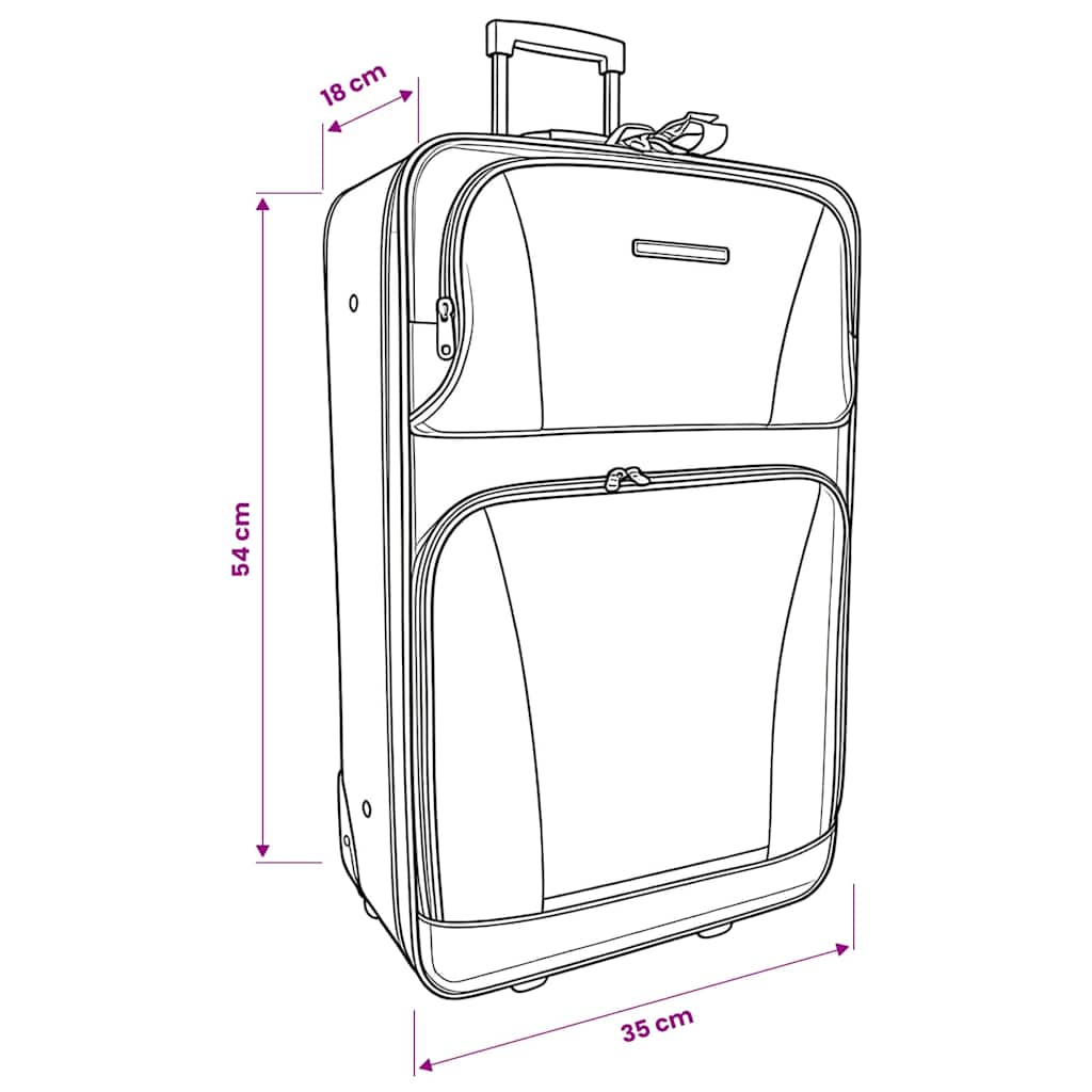 5 Piece Travel Luggage Set Black