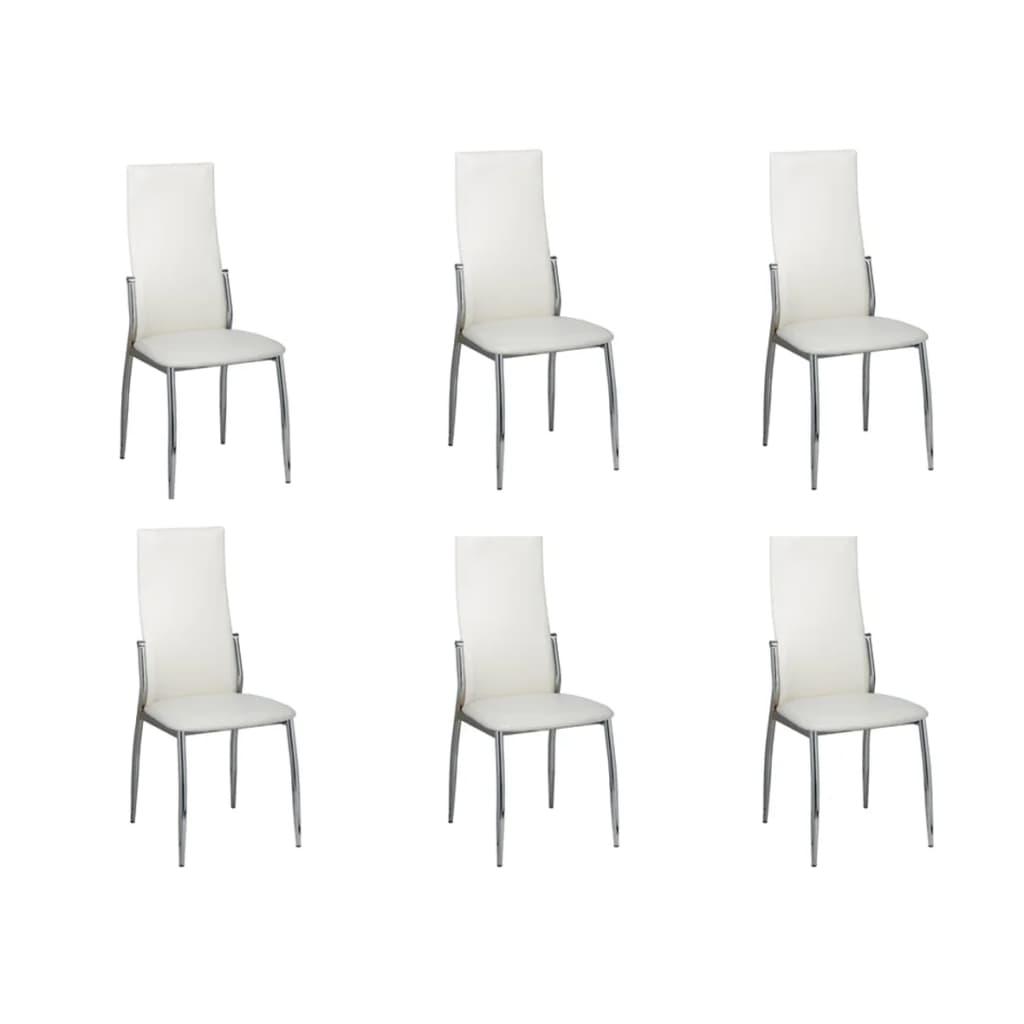 Dining Chairs 6 pcs White Faux Leather